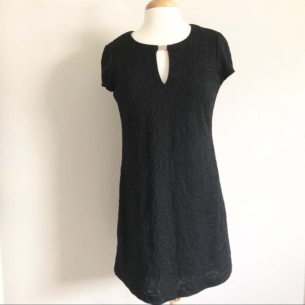 Jessica Simpson black dress with embroidery detail